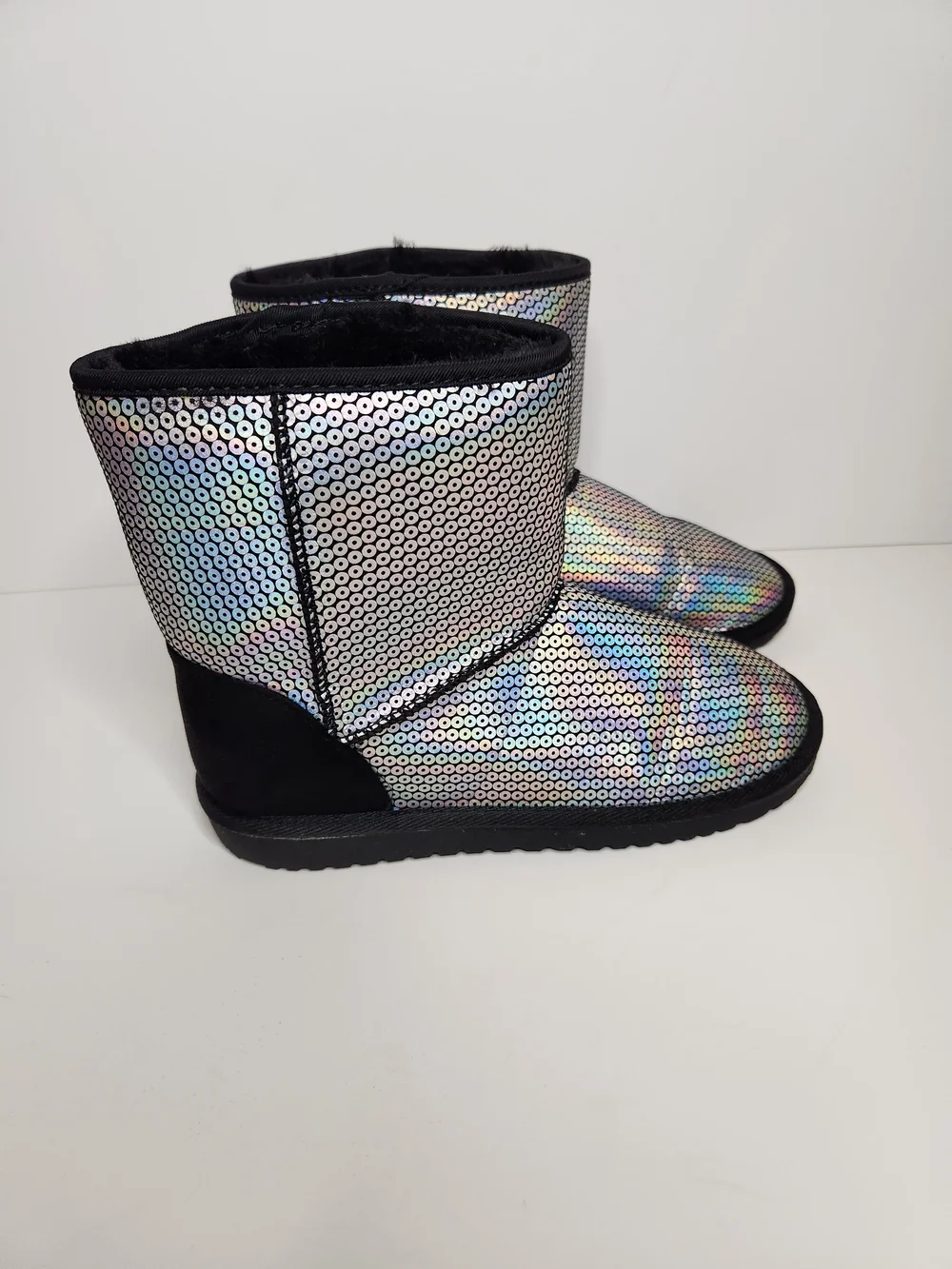 Kids Iridescent Sequin Boots
